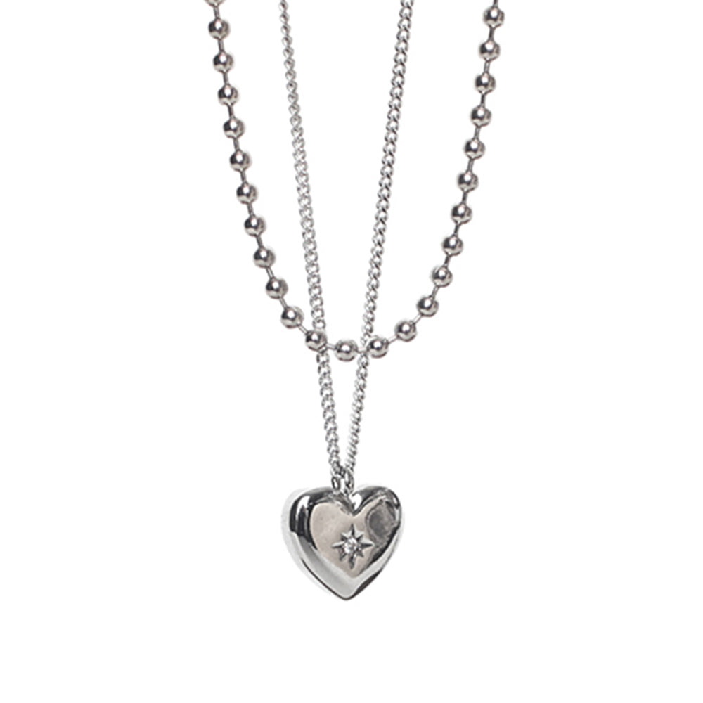 [SCALETTO] 1111 Heart Two Rows Layered Necklace [2SET]