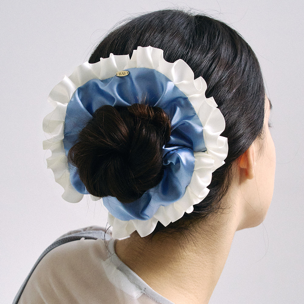 [HAS] HSU003 Satin Pleated Lace Scrunchie