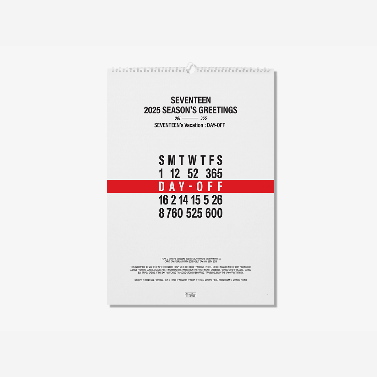 SEVENTEEN - 2025 SEASON'S GREETINGS [WALL CALENDAR] [PRE-ORDER]