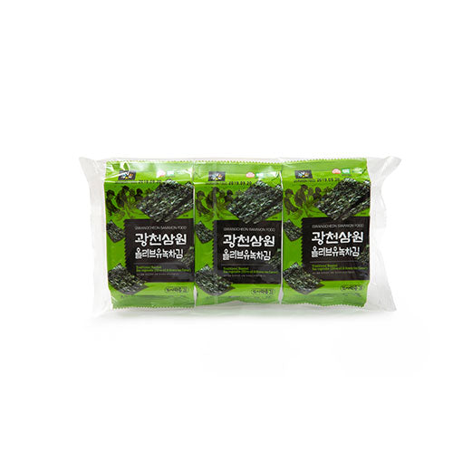 [SAMWON FOOD] 'Halal Certified' Traditional Seaweed - Olive oil & Green Tea Flavor 4g * 8ea