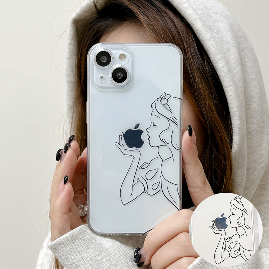 [Girl's Case] Princess Eating an Apple Clear Jelly iPhone Case