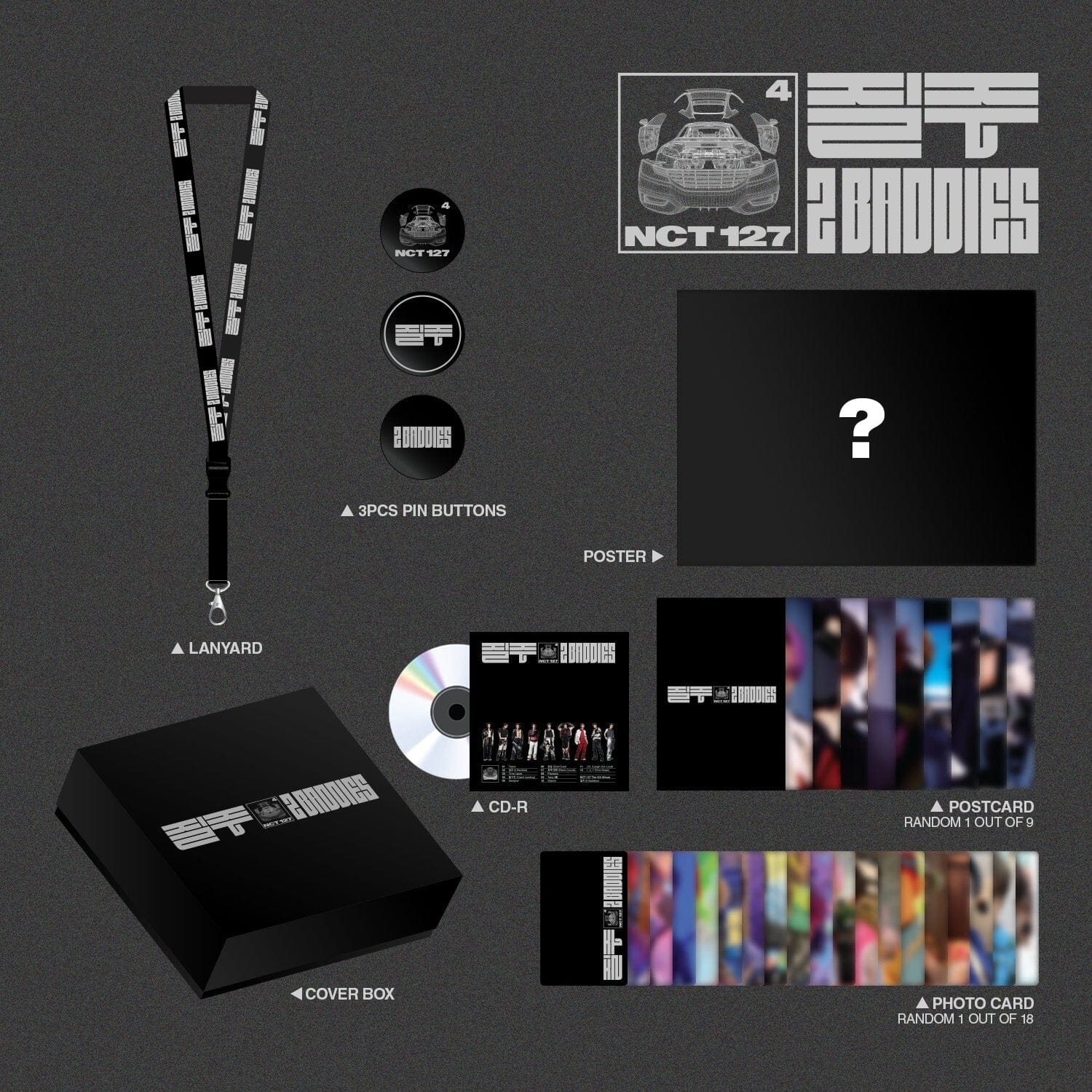 [SGS] NCT 127 The 4th Album ‘2 Baddies’ Lanyard+button Deluxe Box Set + Extra Photocard