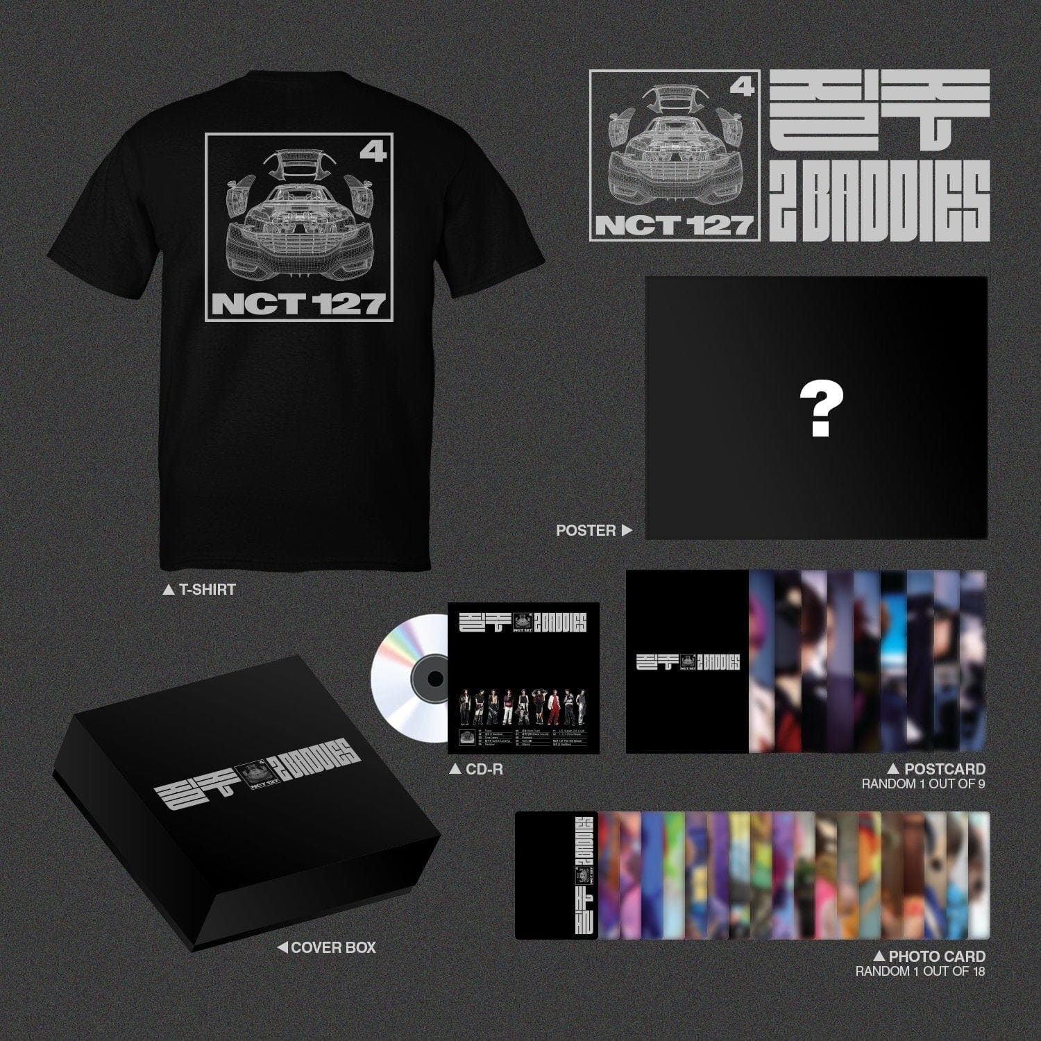[SGS] NCT 127 The 4th Album ‘2 Baddies’ Short Sleeve T-Shirts Deluxe Box Set + Extra Photocard
