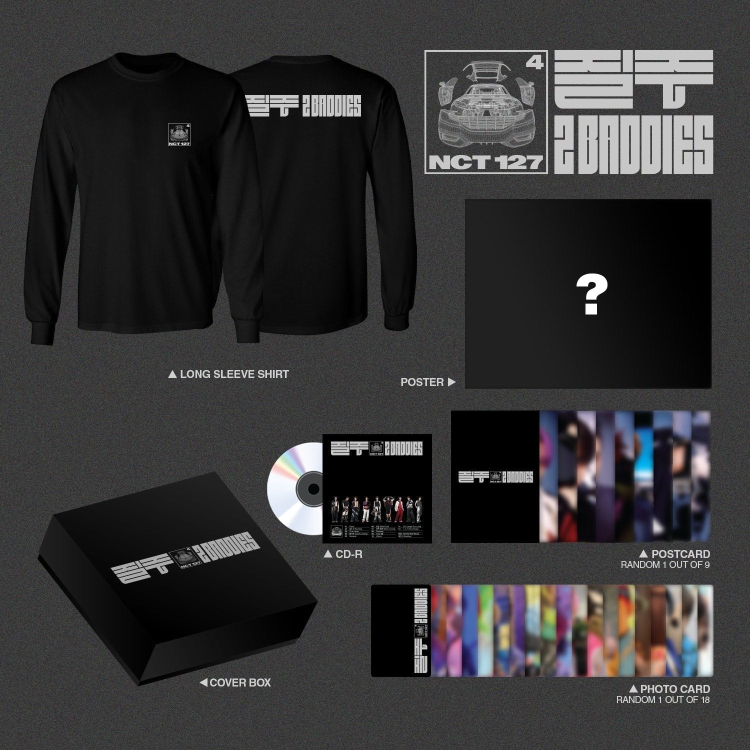 [SGS] NCT 127 The 4th Album ‘2 Baddies’ Long Sleeve T-Shirts Deluxe Box Set + Extra Photocard